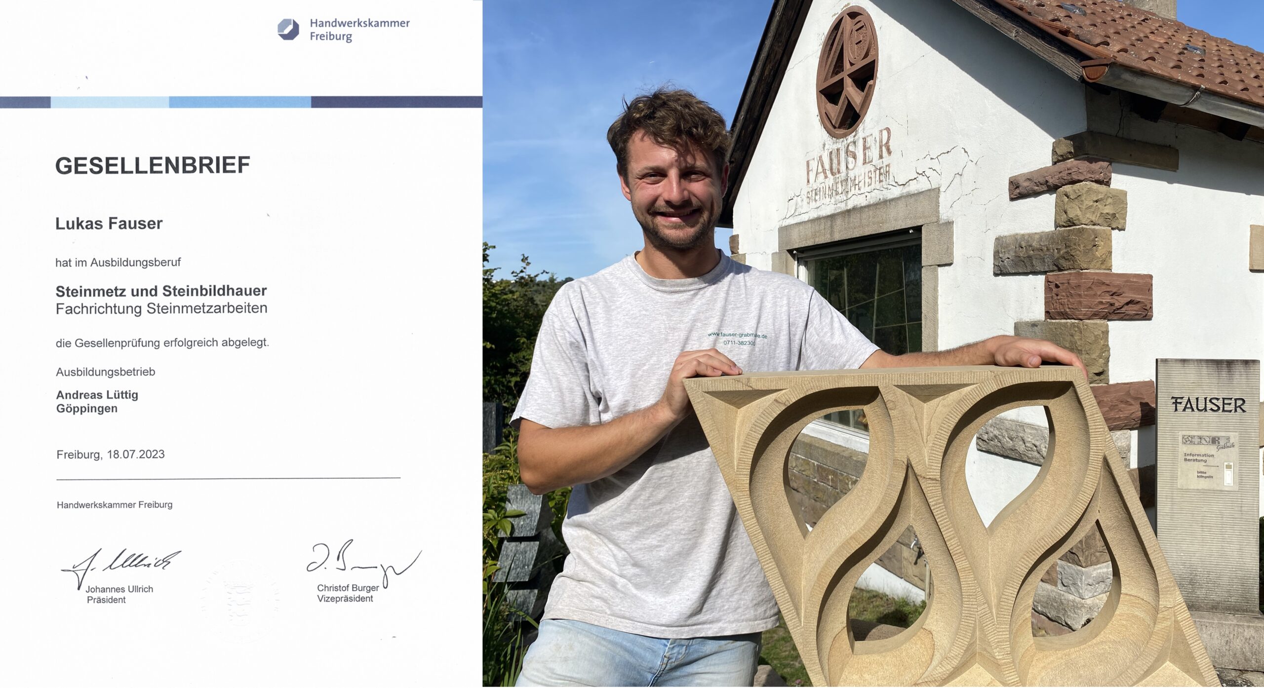 Gesellenbrief Lukas Fauser – Kammersieger Stuttgart